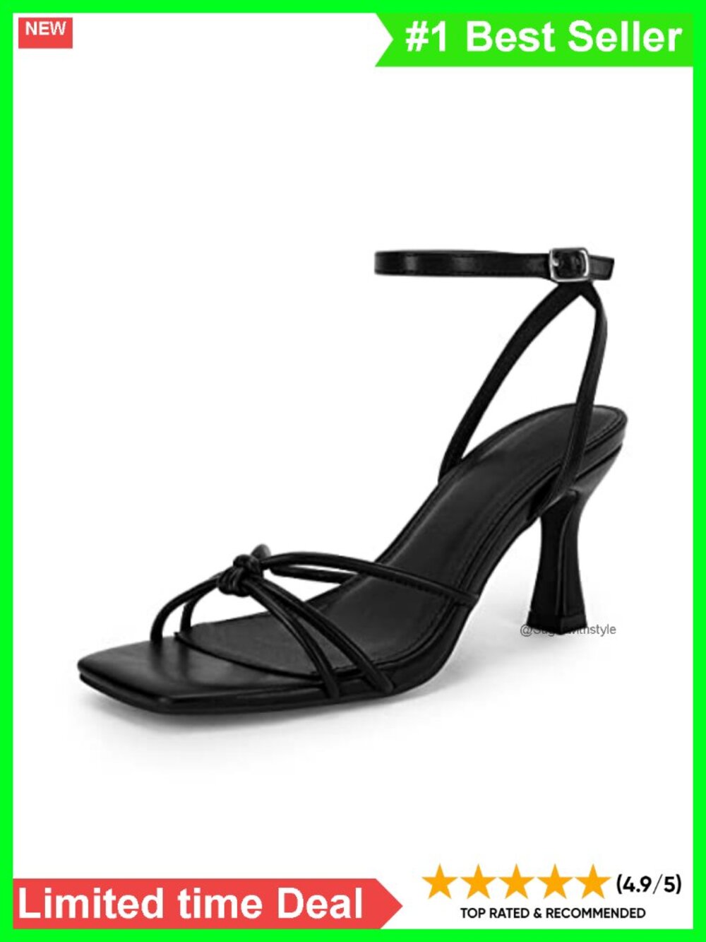 Square Open Toe Kitten Heel Sandals Ankle Buckle Slingback